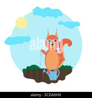Eichhörnchen Pflanzen Stock Vektor