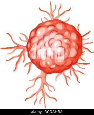 Vektor-Illustration einer Krebszelle mit lebhaften Farben und komplizierten Details, die ihre einzigartige Struktur und Zusammensetzung hervorheben Stock Vektor