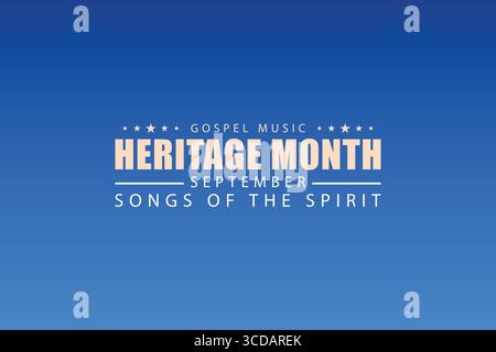 „Songs of the Spirit Gospel Heritage Month“ – Blaues Poster mit Farbverlauf Stock Vektor