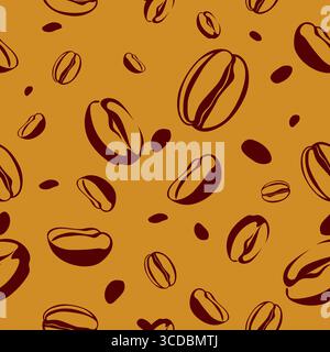 Kaffeebohnenmuster. Nahtloses Hintergrundmuster für Kaffeebohnen. Stock Vektor