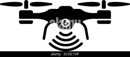 Abbildung des Symbols Drohne, Quadcopter-Vektor (Funkwellen) Stock Vektor