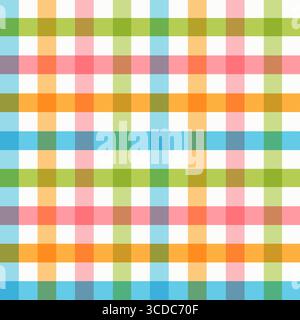 Nahtloses Aquarellmuster mit farbenfrohen Karierstreifen. Handgemaltes Design in sanften Tönen, perfekt für Stoffe und Geschenkpapier Stockfoto