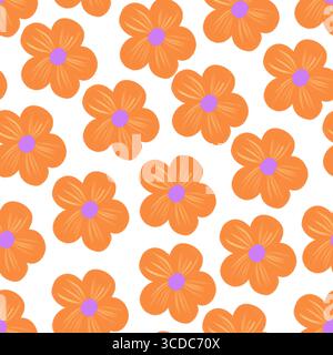 Nahtloses Aquarellmuster mit leuchtend orangefarbenen Blumen. Handgezeichnetes Blumendesign in einem weichen, eleganten und natürlichen Stil. Stockfoto