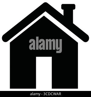 Einfache Vektor-Illustration der schwarzen Silhouette eines Hauses mit Kamin und Hausgebäude Stock Vektor