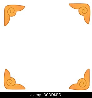 Set mit vier orangefarbenen Zierwirbeln für Seitenecken. Perfekt zum Dekorieren von Planern, Karten, Zeitschriften oder Vintage-Designs. Stock Vektor