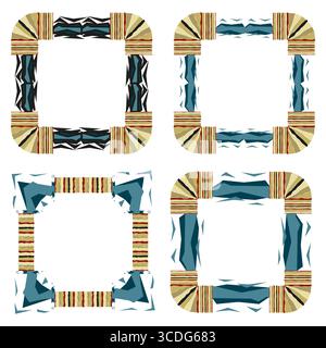 Abstrakte Tribal Frames. Kräftige Farben. Geometrisch und gestreift. Stock Vektor
