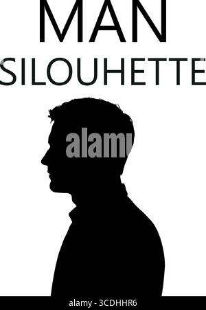 Auffällige schwarze Silhouette des Profils eines Mannes, die Identität, Fokus und persönliche Stärke repräsentiert Stock Vektor