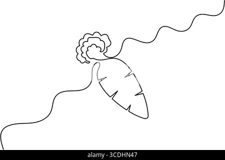 Karottenzeichnung mit einer Linie und minimale isolierte Vektordarstellung Stock Vektor