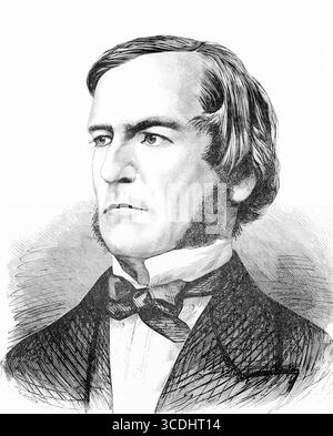 George Boole. Porträt des englischen Mathematikers und Philosophen George Boole (1815–1864), veröffentlicht in den Illustrated London News, 1865 Stockfoto