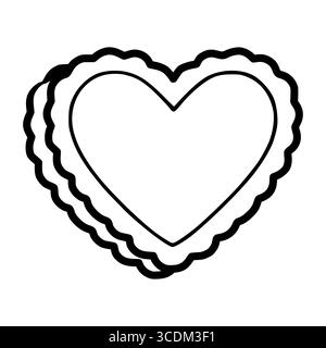 Eine Vektor-Illustration einer zweilagigen Herzform mit gewelltem Rand, perfekt für Valentinstag-Designs oder romantische Themenprojekte. Stock Vektor