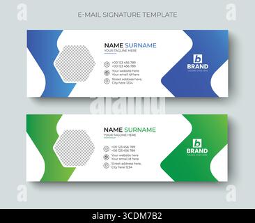 Moderne und minimalistische Designvorlage für E-Mail-Signatur oder E-Mail-Fußzeile. Professionelle E-Mail-Signatur, Kopfzeile, Cover in sozialen Medien, BA Stock Vektor