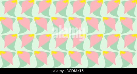 Abstraktes, nahtloses Muster. Geometrische Formen, Farbigkeit, Wiederholungen, Überlappungen. Künstlerisch, pastellfarbene Tapete. Stilvolles Blumenmuster Stockfoto