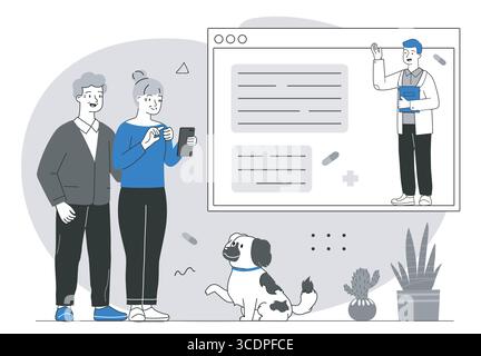 Online medizinische Beratung Konzept. Vector Illustration Stock Vektor
