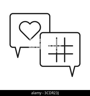 Social-Media-Chat. Ich liebe Hashtag Vector. Symbol für soziale Netzwerke. Symbol für die Kommunikation zur Aktivierung. Stock Vektor