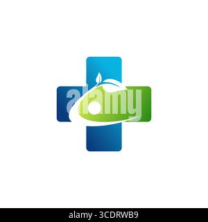 Menschen Gesundheit Medizin plus Logo Symbol, plus medizinische Pflanze Logo Symbol Vektor Design Stock Vektor