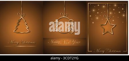 2026 Happy New Year Hintergrund für saisonale Einladungen, festliche Poster, Grußkarten, Glitzer isoliert auf goldenem Hintergrund. Stock Vektor