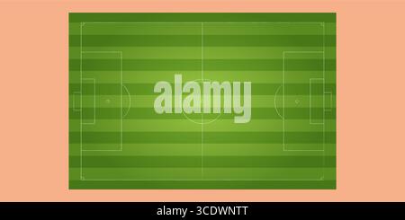 Fußballfeld von oben mit grünem Gras und weißen Linien. Realistischer Fußballplatz für Sportspiele, Training, Strategie oder Meisterschaften. Rasenhintergrund Stock Vektor