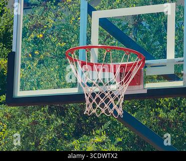 Basketball Hoop Gegen Die Natur. Stockfoto
