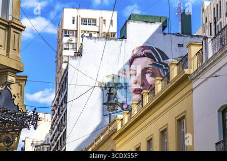 Wandbild mit Evita Person, von der Dachterrasse des Buenos Aires Museo (BAM), Buenos Aires Stockfoto