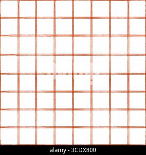 Nahtloses Karomuster mit sich kreuzenden orangefarbenen und grünen Streifen auf weißem Hintergrund. Perfekt für Textilien, Stoffdesign, Geschenkpapier, Stockfoto