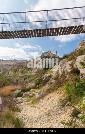 Matera - der Blick aus dem Tal. Stockfoto