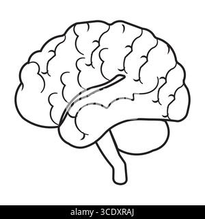 Menschliches Gehirn-Symbol mit bearbeitbarem Schlaganfall, einfache Abbildung des Gehirndiagramms Stock Vektor