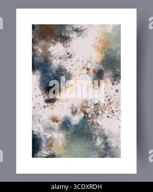 Ein elegantes abstraktes Aquarellkunstwerk mit Erdtönen, Texturen und Balance Stockfoto