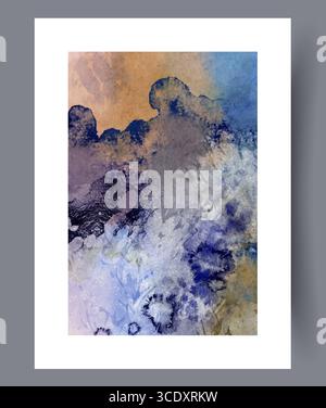 Ein abstraktes Aquarellkunstwerk mit wunderschönen Blau- und Goldtönen und -Tönen Stockfoto