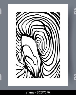 Abstrakte Schwarzweiß-Wellenmuster mit auffälligen, unverwechselbaren und fließenden Designs in der Kunst Stock Vektor