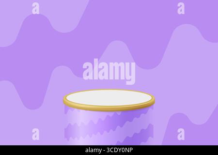 Violettes 3D-Podium oder Produktpräsentation mit abstraktem Design und Zirkus-, Komödien- und kindlichem Stil. Stock Vektor