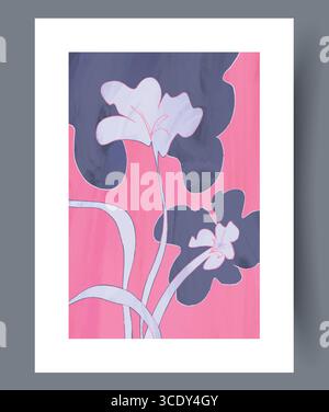 Dies ist ein wunderschön gestyltes Blumenkunstwerk mit leuchtenden Farben vor dunklem Hintergrund Stock Vektor