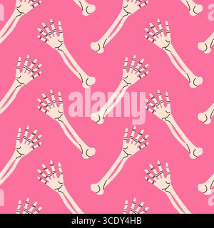 Nahtloses Halloween-Muster mit Skeletthänden. Stock Vektor