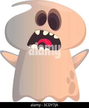 Halloween Vector Illustration der furchtsamen Geist auf weißem Hintergrund Stock Vektor