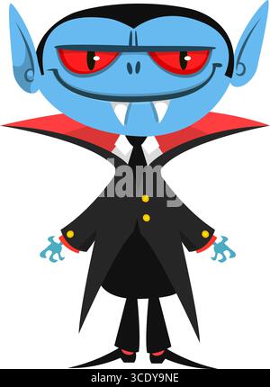 Niedliches Comic-Vampirfiguren-Design. Vektor-Illustration für Halloween themenbezogene Party Dekoration Stock Vektor