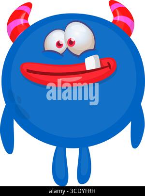 Cartoon niedliches Monster mit lustigem aufgeregtem Gesichtsausdruck, winkende Hände. Vektorillustration isoliert auf weiß. Halloween-Design. Stock Vektor