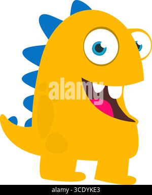 Cartoon niedliches Monster mit lustigem aufgeregtem Gesichtsausdruck, winkende Hände. Vektorillustration isoliert auf weiß. Halloween-Design Stock Vektor