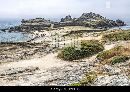 Eisenzeitliche befestigte Siedlung Praia Castro de Barona, A Coruna, La Coruna, Spanien Stockfoto