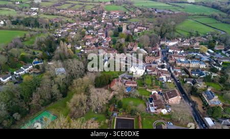 Chew Magna, UK, 03. März 2024: Luftaufnahme der Drohne über das Dorf Chew Magna, Bristol. Stockfoto