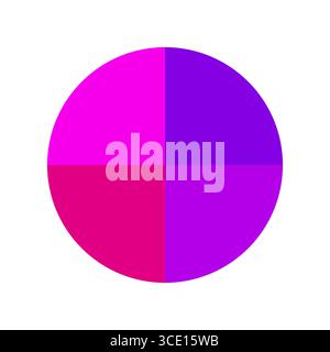 Abbildung der Farbpalette. Hellmagentafarbene Abschnitte. Kreisförmiger Formvektor. Violette und rosa Töne. Stock Vektor