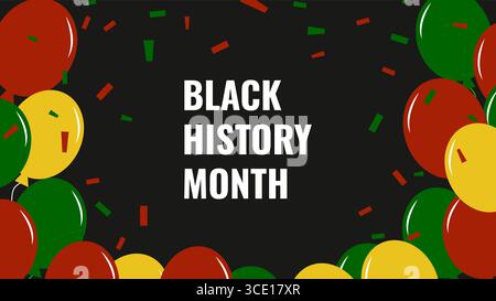 Black History Month Afroamerikanischer Geschichtskartenfeier. Rote gelbe grüne Farbe. Poster-Design für Webseitenbanner. Vektor. Stock Vektor