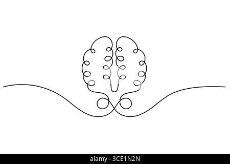 Abstrakter Brain Continuous Line Art Minimalistischer Vektor. Abbildung Stock Vektor