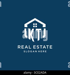 Letter KT Logo für Immobilien mit hexagonaler Vektorgrafik Stock Vektor