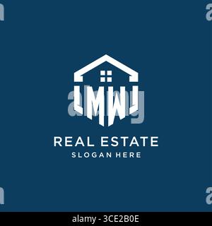 Letter MW Logo für Immobilien mit hexagonaler Vektorgrafik Stock Vektor