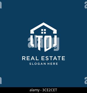 Letter-TO-Logo für Immobilien mit hexagonaler Vektorgrafik Stock Vektor