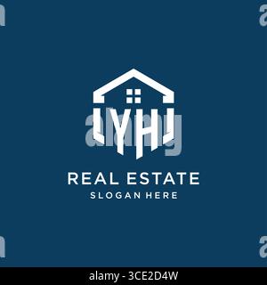 Letter YH Logo für Immobilien mit sechseckiger Vektorgrafik Stock Vektor