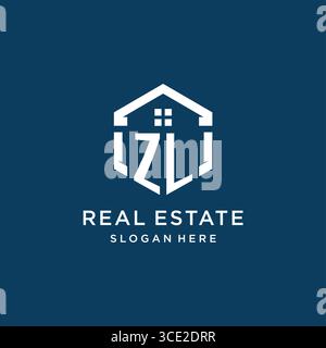 Letter ZL Logo für Immobilien mit hexagonaler Vektorgrafik Stock Vektor