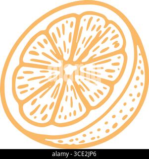 Orange Zitrusscheibe Frucht saftiges Segment Rind Pulp Frische lebendige stilisierte Illustration Stock Vektor