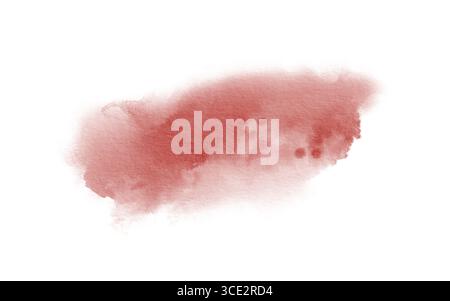 Abstrakter Aquarellfleck, der Blut auf transparentem Hintergrund in flüssiger Technik für Postkarten, Websites, Einladungen, Flyer symbolisiert Stockfoto