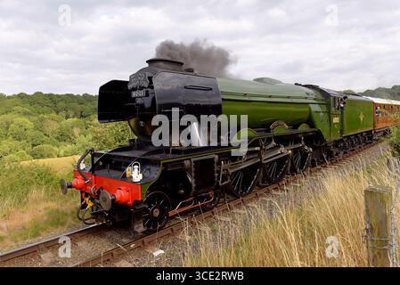 Fliegende Scotsman nähert sich Arley mit einem wiedereröffnenden Wochenendzug, 26. Juli 2025 Stockfoto