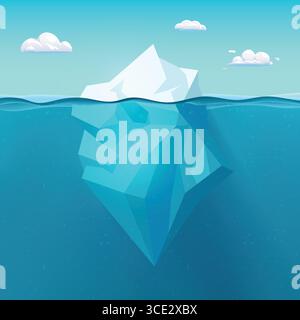 Großer Eisberg im Cartoon-Design bei sonnigem Tag Stock Vektor